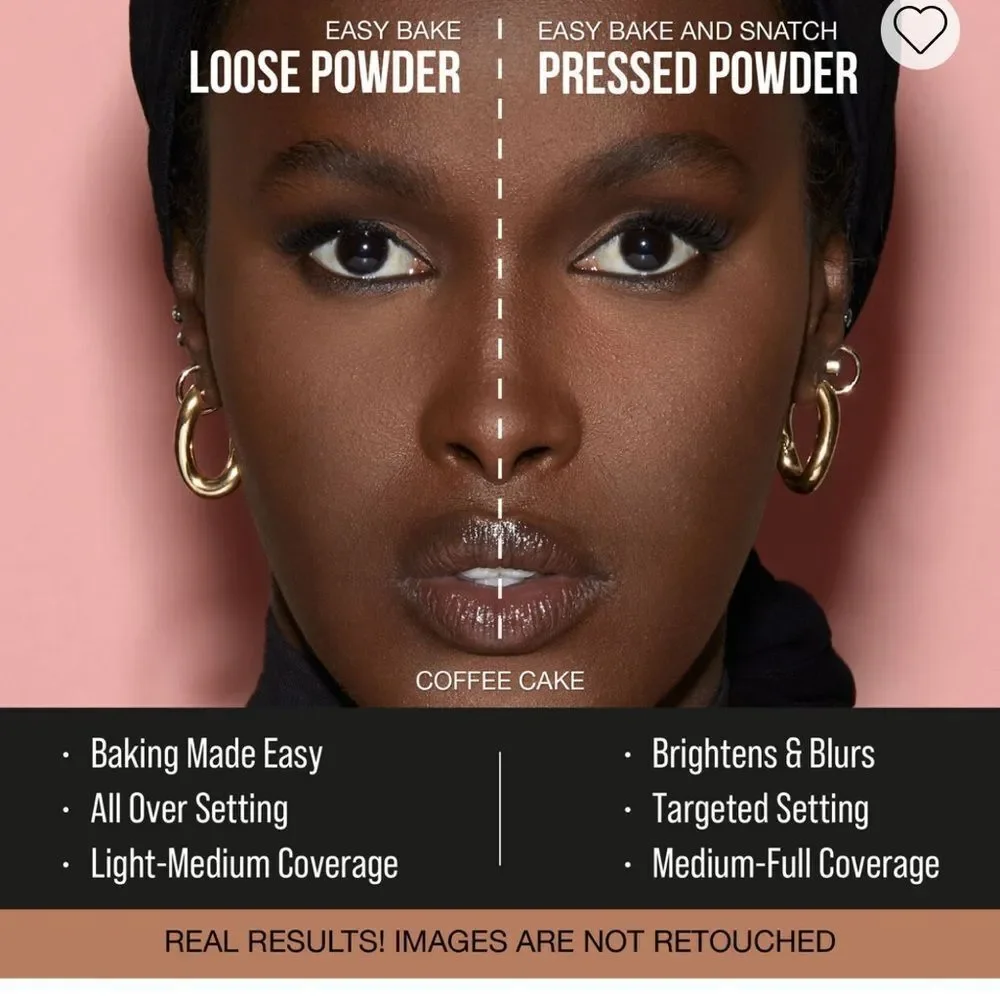 Huda Beauty Easy Bake and Snatch pressed brightening & setting in Coffee Cake